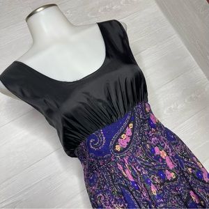 Vintage purple paisley full skirt dress S